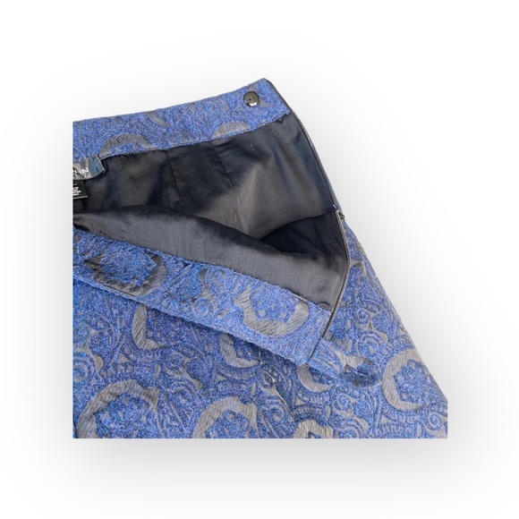 St John Collection ᪥ Luxe Metallic Brocade Dress Pants ᪥ Cobalt Blue ᪥ 12 Large - Picture 8 of 15
